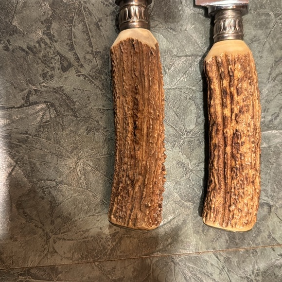 EMIL VOOS SOLINGEN GERMANY ROSTFREI CARVING SET KNIFE AND FORK.HORN ANTLER EUC - Picture 5 of 9